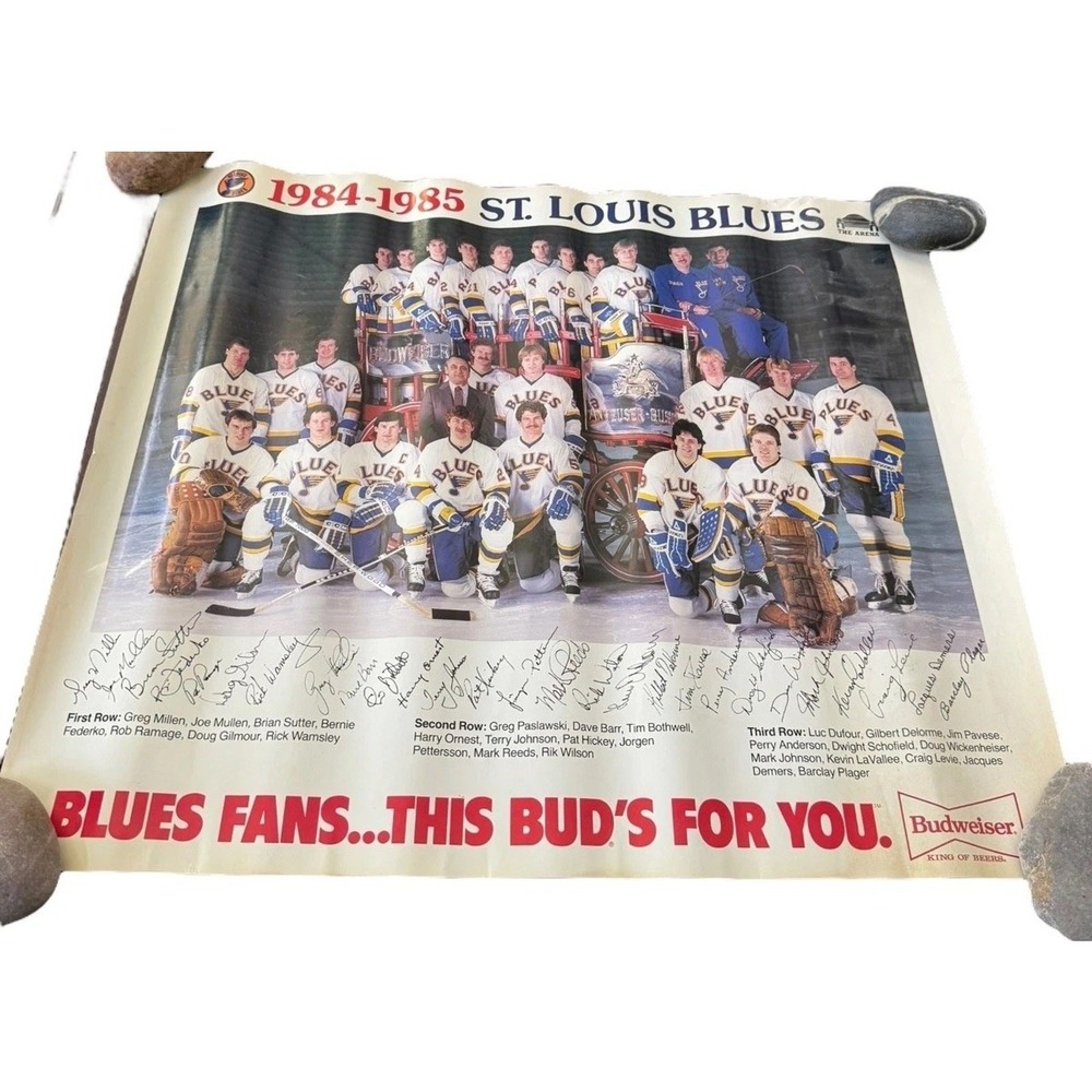 1984-85 St. Louis Blues Team Poster Budweiser Anheuser Busch NHL‎ Hockey Vintage